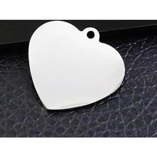 On sale in bulk 12pcs (A dozen ) Stainless Steel High Polished Love Heart Tag Charms pendant 22*25mm size 1.5mm thick