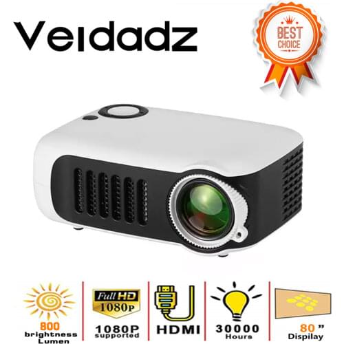 VEIDADZ A2000 Mini New Projector 800 Lumens Portable LED Home Multimedia Video Player With Built-In Speaker To Send HD Cable
