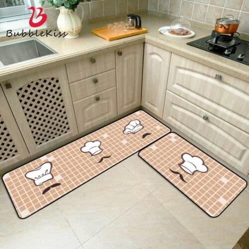 Bubble Kiss Waterproof Kitchen Carpet Modern Style Plaid Pattern Bedroom Decor Rug Non-Slip Corridor Floor Rug Soft Kitchen Mat