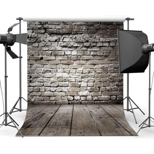 Weathered Gloomy Brick Wallpaper Backdrop Rustic Stripes Wood Plank Photography Background Happy Birthday Party Decoration