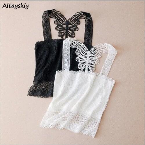 Camis Women Hollow Out Sexy Cozy Soft Elasticity Lace Design All-match Tops Camisole Ladies Korean Style Leisure Elegant Female