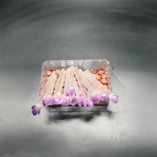 10pcs 9-12CM Selenite Amethyst Crystal Wand Flower Home Ornament Gift