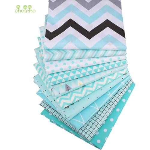 10 Pcs/Lot,Candy Green Color,Printed Twill Cotton Fabric,Patchwork Clothes For DIY Sewing Quilting Baby&Childs Material,40x50cm