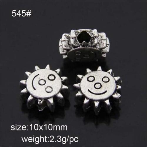 20pcs Antique Ailver Plated Alloy Smile Beads With Big Hole Fit European Bracelet Jewelry DIY