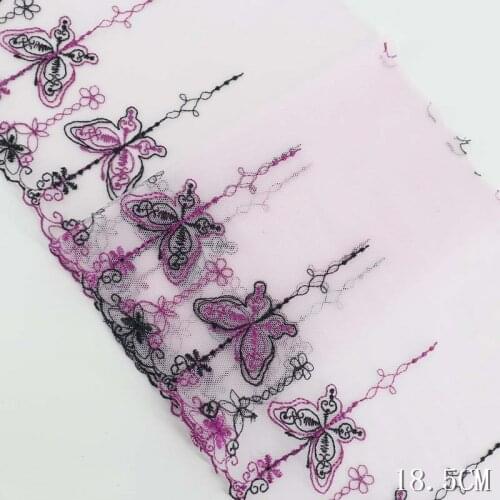 29Yds Pink Purple Black Butterfly Embroidered Lace Trim Dress Sewing Mesh Lace Fabric Lingerie Lace Handmade Clothes Accessories