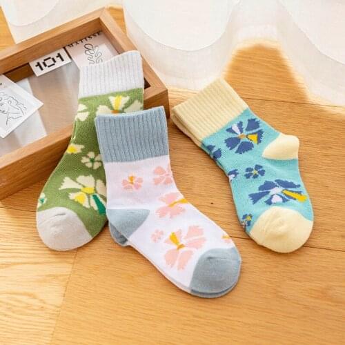 3 Pairs Short Socks Cartoon Pattern Baby Girls Tube Socks Cotton Breathable Cat Boys Kids No Show Grip Socks Tights Stockings