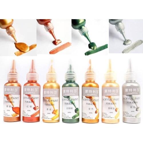 60ml Acrylic paint Gold Paint Metallic waterproof not faded for Statuary Coloring DIY hand clothes painted graffiti Pigments