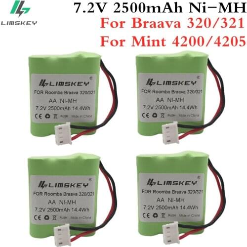 4 PCS Limskey 2500mAh Battery for iRobot Braava 320 321 & Mint 4200 4205 Cleaner Robot 4408927