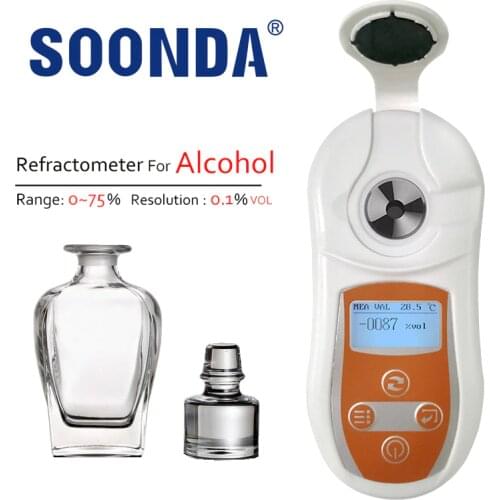 0~75% VOL Auto Refractometer For Alcohol Spirits Meter Alcoholometer Measure No Color Liquor Brewing Concent Tester Detector