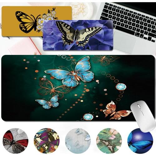 Large Gaming Mouse Pad Butterfly Pattern Computer Mausepad 30x60CM/30x80CM Leather Office Computer Desk Mat Computer Accessories