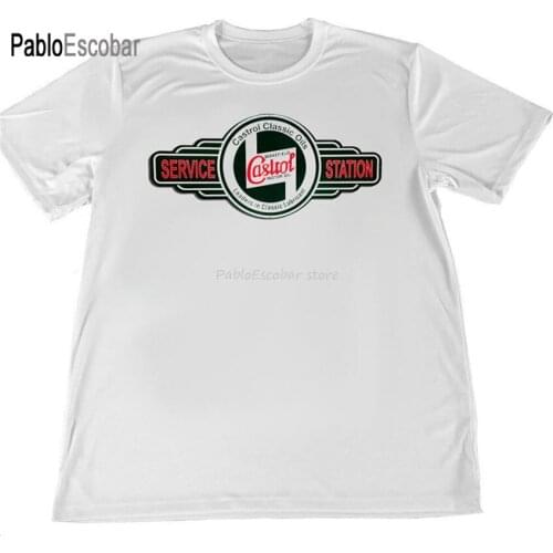 Brand tops euro size Old Castrol Oil Service Station Wicking T-Shirt W American Flag Car Coaster Present Casual Tee Shirt