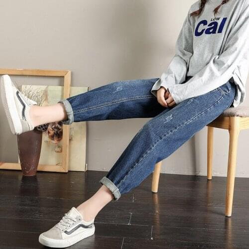 High Waist Trousers Loose Denim Jeans Pregnancy Abdominal Pants Jeans Maternity Pants For Pregnant Women Clothes