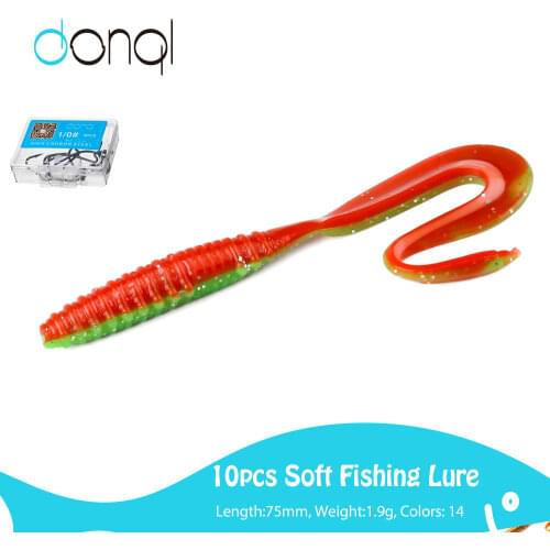 DONQL 10Pcs Wobblers Silicone Lures Artificial Silicone Baits Jigging Plastic Baits Salt Smell Fishing Lure Set