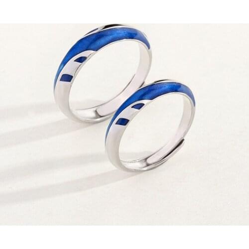 925 Sterling Silver River Love Ring Resizable Lovers' Ring Couple Ring Boyfrid Girlfriend Gift