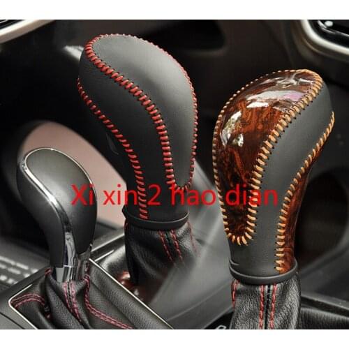 For Changan 13-17 CS75 leather carbon fiber hand-sewn automatic gear shift cover shift lever protective cover car decoration