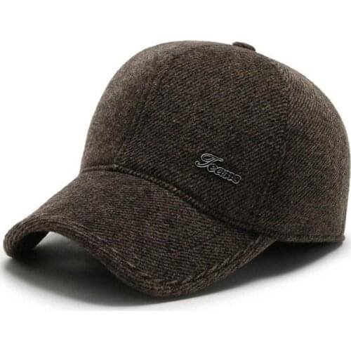 Elderly Thermal Earmuffs Hat Snapback Cap Mens Winter Warm Baseball Caps Ear Protection Hats Adjustable Size Dads Sports Cap