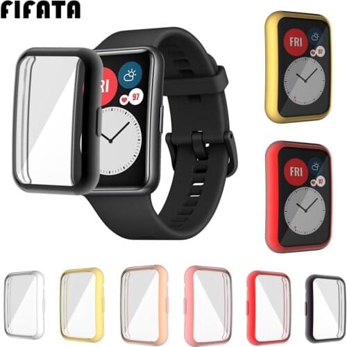 FIFATA TPU Soft Protective Cover For Huawei Watch Fit Case Full Screen Protector Shell Bumper Plated Cases For Huawei Fit Watch