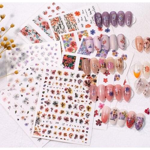 Japanese style nail art sticker 3D flowers english letters for girls beauty decoration self adhesive nail foils YJ032