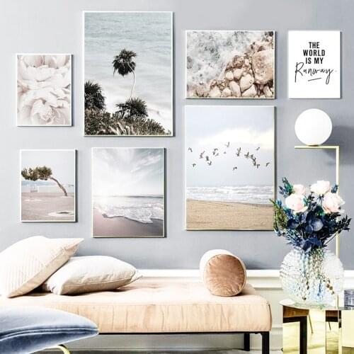 Nordic Scenery Prints Beautiful Flower Wall Art Poster Still Life Seascape Canvas Wall Picture Painting Modern Home Decor HD3128