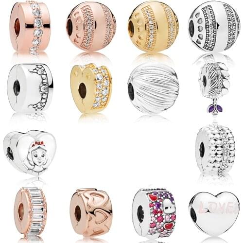 NEW 2019 100% 925 Sterling Silver Rose Gold Shimmering Portrait Clip Charm Collocation Bracelet Fit DIY Girl Original Jewelry