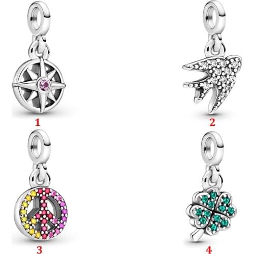 2021 The New 925 Sterling Silver E Series Mini Four-Leaf Clover Swallow Pendant Suitable For Pandora Accessories DLY Bracelet