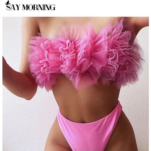SAY MORNING New womens swimsuit brand design loop strap bikini high quality double-sided plain weave swimsuit sexy bikini