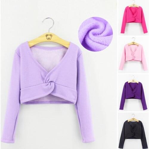 Girls Dance Shawl Coat Kids Leotards Dance Knitwear Velvet Thicken Tops Ballet Warm Up Clothes Kids Dance Wear Winter