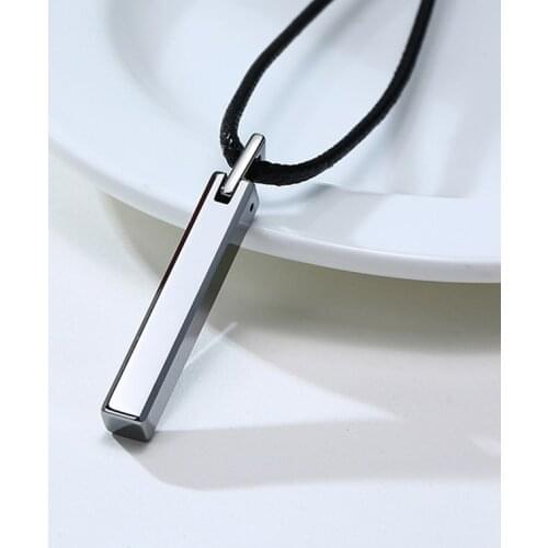 Custom Tungsten Carbide ID Bar Necklace Pendant for Women Men Personalized Engrave Name Motivational Phrase Numbers Coordinate