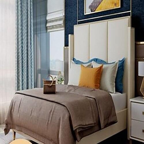 Postmodern Light Luxury Bed Double 1.8m Master Bed Hotel Bed Model Room Hong Kong Style First Floor Leather Bed Simple Style