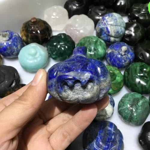 Natural carved Gemstone crystal craft halloween pumpkin skulls for decoration