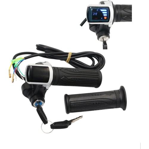 1Pair Electric Scooter Bike Throttle Speed Adjustment Handle with Key Lock Display Handle Divides LCD Grip 24V 36V 48V