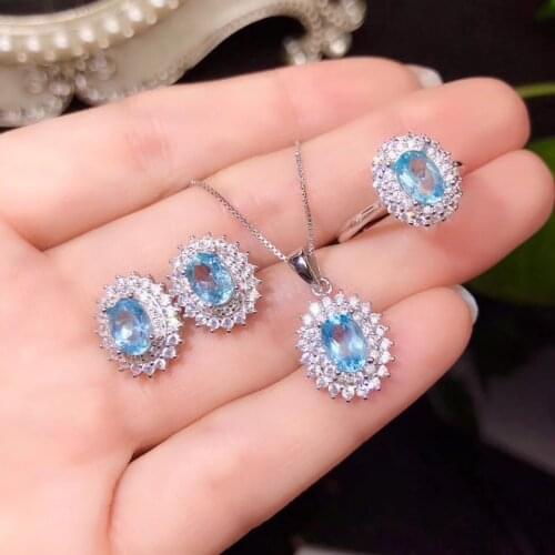 The Best engagement Gift Apatite Set Natural And Real Apatite Jewelry set 925 sterling silver 1pc Ring,1pc Pendant,2pcs Earring