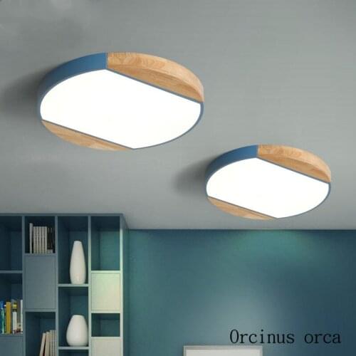 Nordic modern simple wood ceiling lamp living room bedroom creative personality candy color LED ceiling lamp free shipping