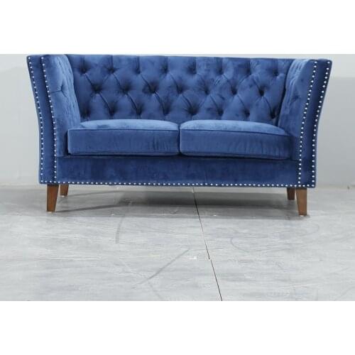 Modern French Simple Dorm Studio Cafe Couch 2 person Sitz Love Seats Nordic Scandi Sofa 2 Seater royal blue