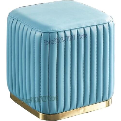 Light Luxury Creative Leather Stool Living Room Leather Pier Sofa Stool Dressing Stool Shoe Changing Stool Home
