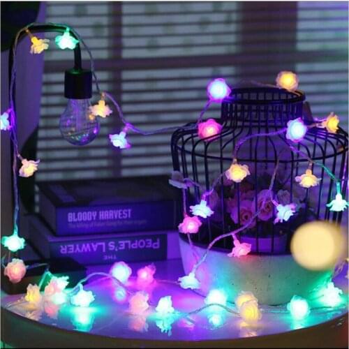 New Battery Operated 220V 10/20/30/50M LED Rose Flower Garland Christmas Holiday String Lights for Valentine Wedding Decoration