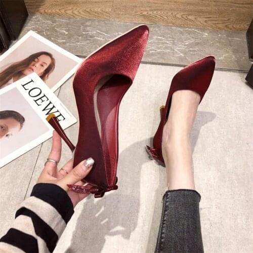 Luxury Sexy High Heels 2021 New Pointed Toe Butterfly-Knot Thin Heels Pumps Elegant Party Dress Wedding Shoes Brand Women Shoes