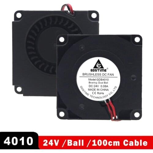2PCS Gdstime 4010 3D Printer Fan 24V 40x40x10mm 40mm 4cm Blower Cooling Accessories DC Turbo Blower Fan Radial Fans 100cm Cable