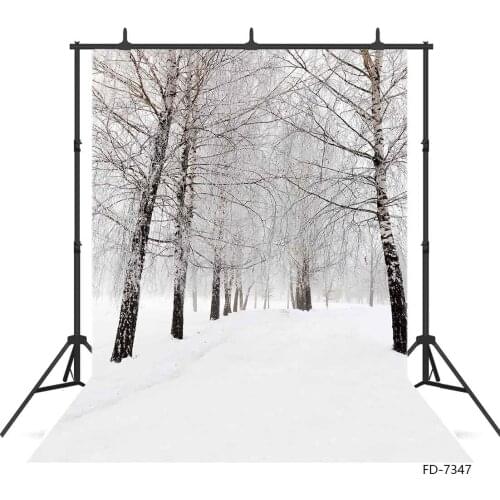 Winter Snow Coverd Road Photographic Backgrounds Photophone Christmas Vinyl Backdrops for Photo Studio for Portrait Photocall