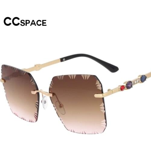 53189 Brand Oversized Rimless Sunglasses Designer Anti-Ultraviolet Fashion Ladies Retro Glasses
