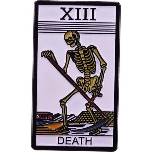 The Death Tarot Card Pin Black Number 13 XIII Major Arcana Occult Badge Death is not always bad