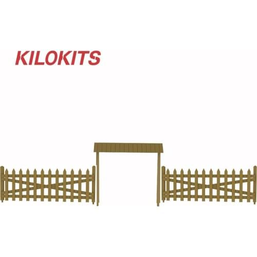 1/72 Pointed Picket Fence with Gate Unpainted Plastic Building Miniature Kits Model Railroad Farming Dioramas for Adults
