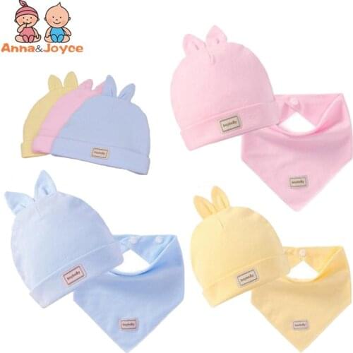 1 Set Winter Autumn Hat& Scarf New Born Baby Soft Cap Double Cotton Baby Head Cap Childrens Cute Hat Baby
