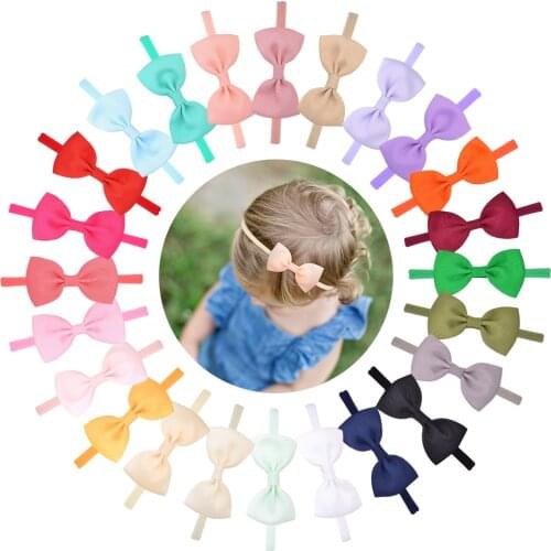24 Colors 1piece Solid Grograin Ribbon Elastic Hair Band Baby Headband for Girl kids Boutique Newborn Hairbands Hair Accessories