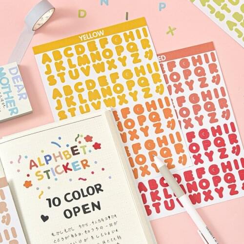 2 Sheets/pack Candy Color Letter Stickers Alphabet Sticker Scrapbooking Decoration Photo Album Decor Planner Decals Stationary