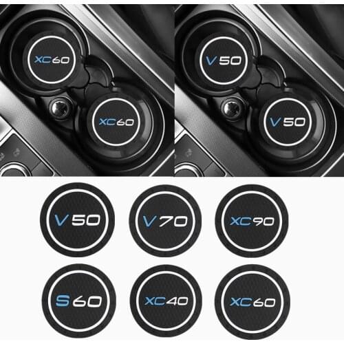 2pcs Car Auto Water Cup Slot Non-Slip Mat Accessories For Volvo XC40 XC60 XC90 XC70 S60 S80 S90 C30 V70 V90 V50