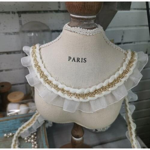 2 Meters/lot Width 3cm Lake Blue Mesh Colorful Handicrafts Embroidered Net Fold Lace Trim Ribbon DIY Accessories