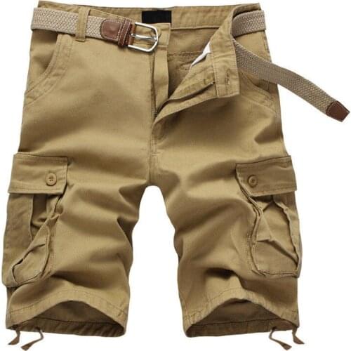 2020 Summer Mens Baggy Multi Pocket Military Cargo Shorts Male Cotton Khaki Mens Tactical Shorts Short Pants 29-44 No Belt
