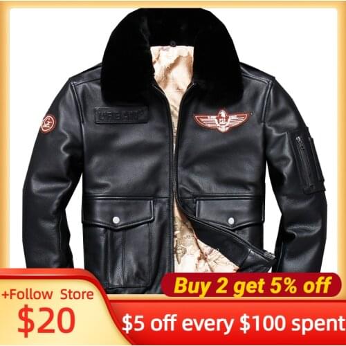 2021 Black Military Style Genuine G1 Leather Jacket Men Plus Size 5XL Real Natural Cowhide Autumn Slim Fit Short Aviation Coat