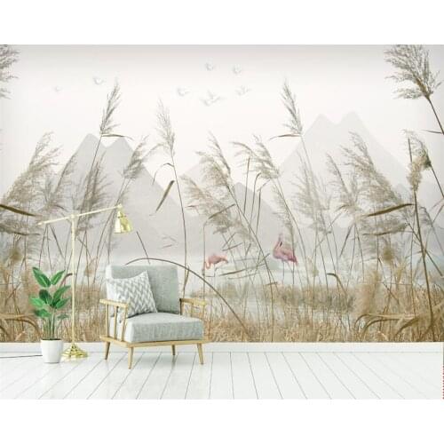Beibehang Custom wallpaper home decoration murals modern simple reeds landscape landscape TV background wall murals 3d wallpaper
